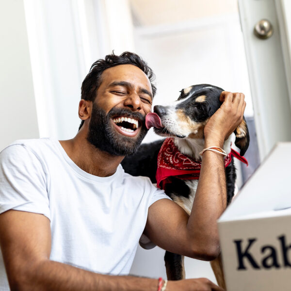 Dog in pet-friendly apartments at at Griffis Residential.