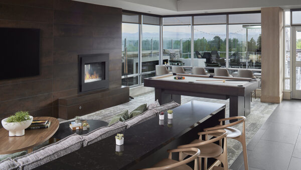 Apartment community Entertainment Room at Griffis Cheesman Park in Denver, Colorado.
