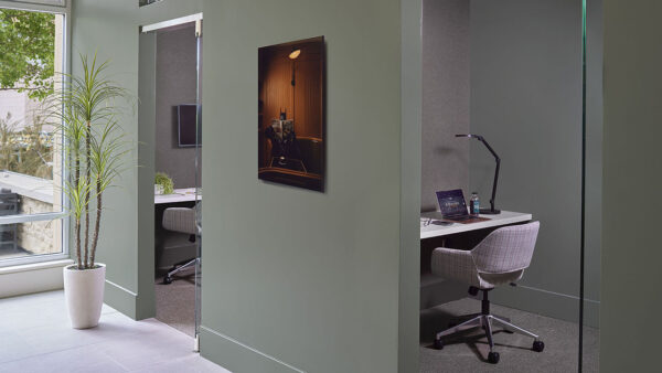 Apartment community Coworking Pods at Griffis Cheesman Park in Denver, Colorado.