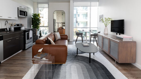 Griffis East Village Reno Model Living and Kitchen