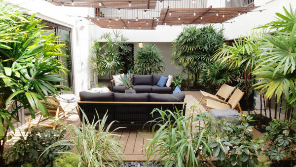 Apartment community Outdoor Lounge at Griffis Mission Valley in San Diego, California.