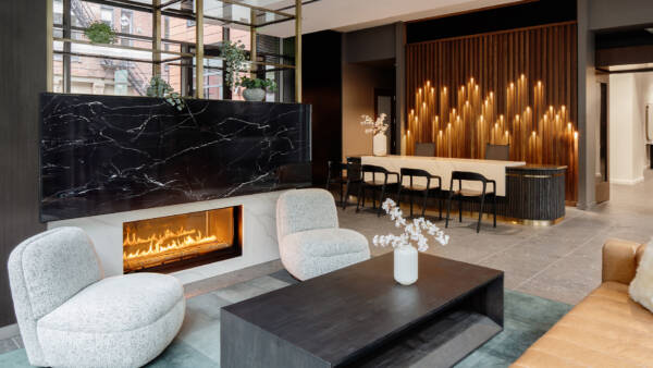 Apartment leasing center at Griffis Seattle Waterfront in Seattle, Washington.