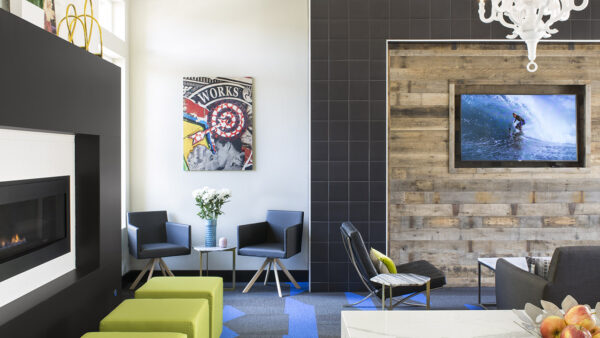 Apartment community ResidentLounge at Griffis Belleview Station in Denver, Colorado.