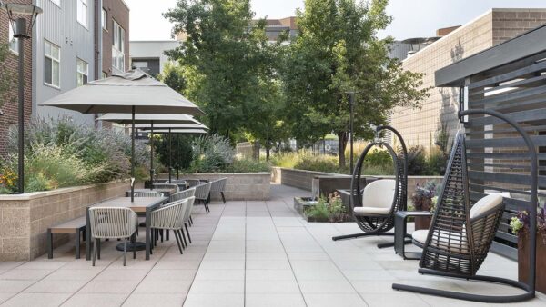 Apartment community Outdoor Lounge at Griffis Cherry Creek in Denver Colorado.