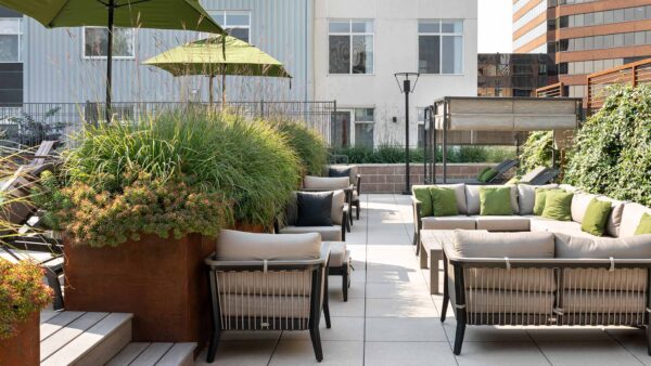 Apartment community Outdoor Lounge at Griffis Cherry Creek in Denver Colorado.