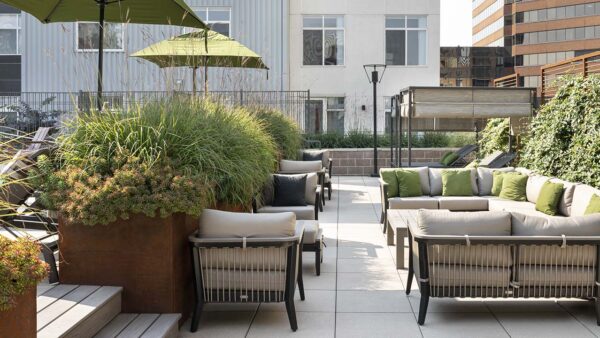 Apartment community Outdoor Lounge at Griffis Cherry Creek in Denver Colorado.