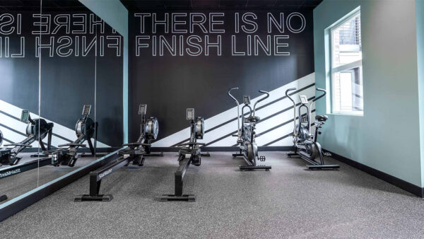 Apartment community spin studio at Griffis Lake Washington in Renton, Washington.