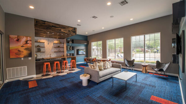 Apartment community Entertainment Room at Griffis Lakeline Station in Austin, Texas.