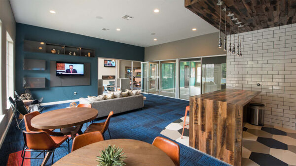 Apartment community Entertainment Room at Griffis Lakeline Station in Austin, Texas.