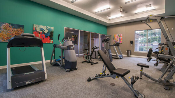 Apartment community 24-hour fitness center with Fitness on Demand™ at Griffis Lakeline Station in Austin, Texas.