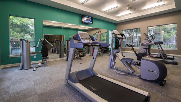 Apartment community 24-hour fitness center with Fitness on Demand™ at Griffis Lakeline Station in Austin, Texas.
