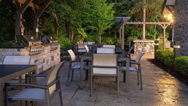 Apartment community outdoor grilling station at Griffis North Creek in Bothell, Washington.