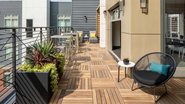 Apartment community rooftop deck at Griffis North Union in Denver, Colorado..