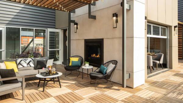 Apartment community rooftop deck at Griffis North Union in Denver, Colorado.