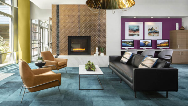 Apartment community business center with MAC work stations at Griffis Union Station in Denver, Colorado.