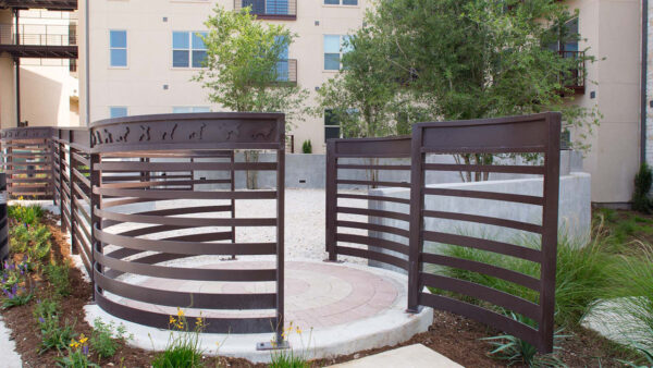 Apartment community off-leash dog park at Griffis at The Domain in Austin, Texas.