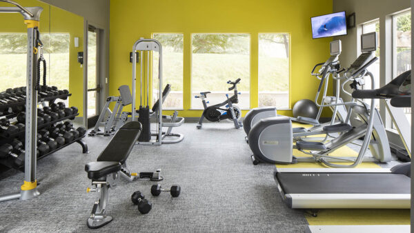 Apartment community 24-hour fitness center at Sagebrook in Colorado Springs, Colorado.