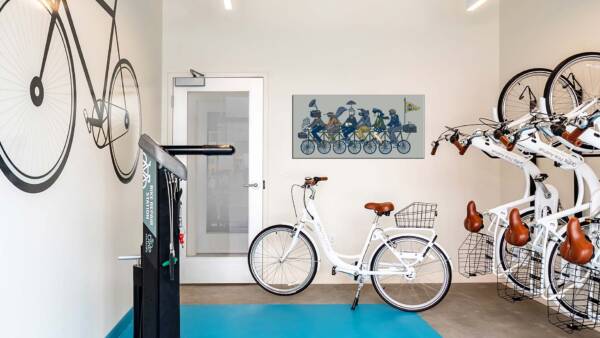 Apartment community bike rental at Griffis Pine Ave in Long Beach, California..