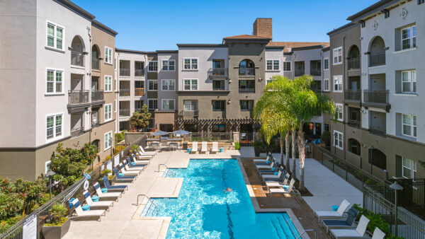 Apartment Year-Round Resort-Style Pool at Griffis South Bay in Milpitas, California.