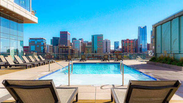 Apartment Year-round Resort Style Pool at Griffis Platform Union Station in Denver, Colorado.