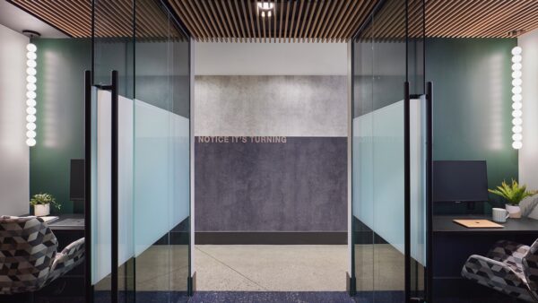 Apartment community Coworking Pods at Griffis LoDo in Denver, CO.