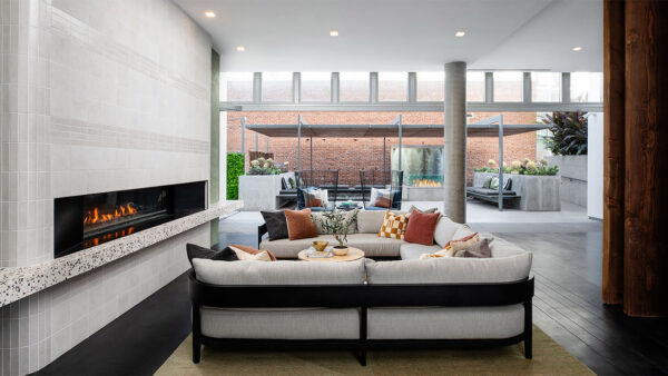 Apartment community resident lounge at Griffis East Village in San Diego, California.