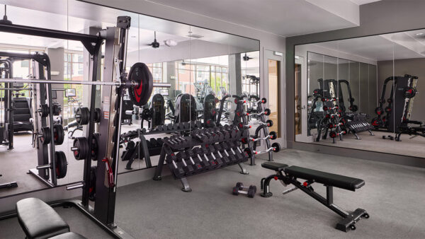 Apartment community fitness center at Griffis at Fiddler's Green in Centennial, Colorado.