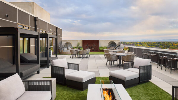 Apartment community rooftop deck at Griffis at Fiddler's Green in Centennial, Colorado.
