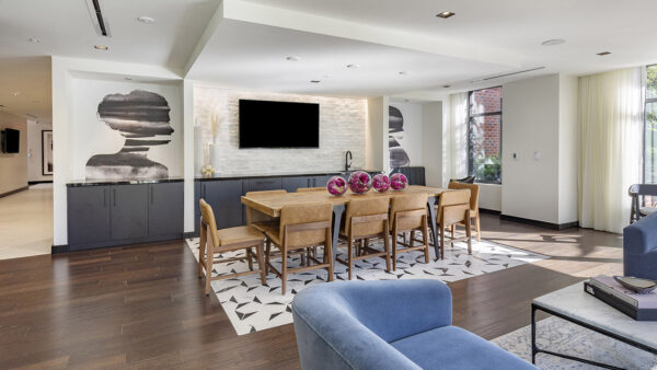 Apartment community resident lounge at Griffis Edgemoor in Bethesda, Maryland.