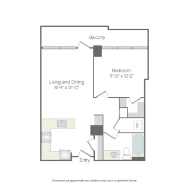 Rendering of the Stoll Platinum floor plan with 1 bedroom[s] and 1 bathroom[s] at Griffis Platform Union Station