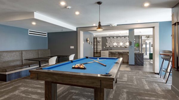 Griffis Pompano Beach resident lounge with billiards table.