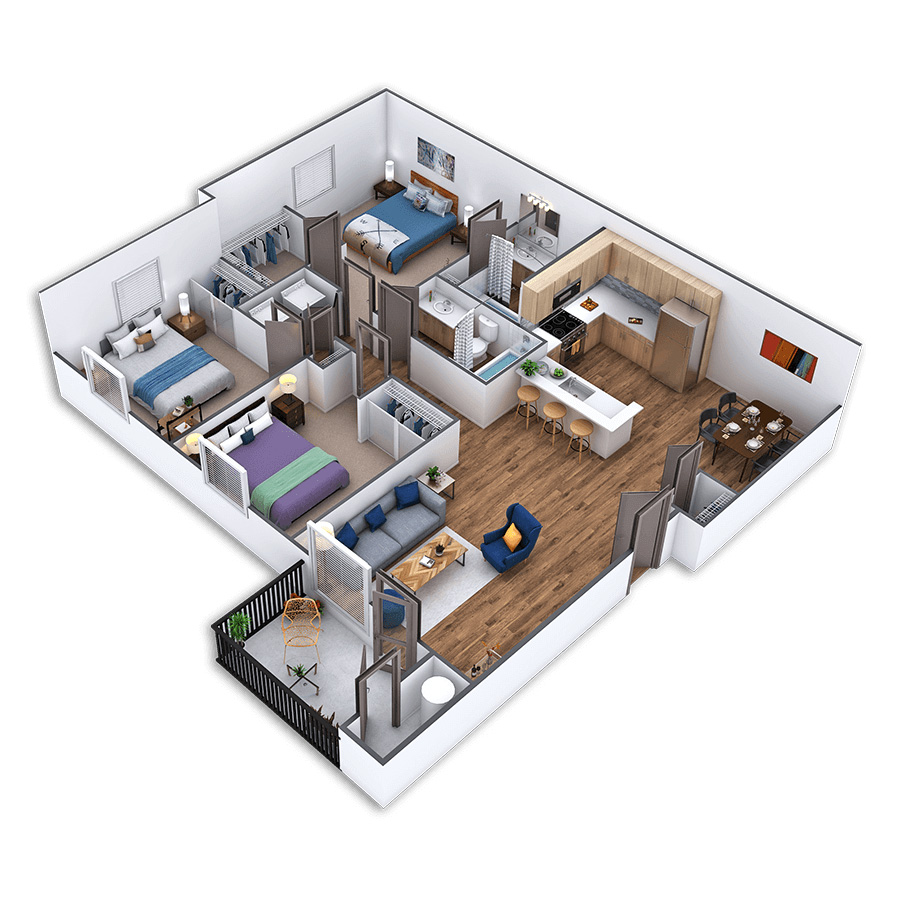 Rendering of the Lionsgate Platinum floor plan with 3 bedroom[s] and 2 bathroom[s] at Griffis North Creek
