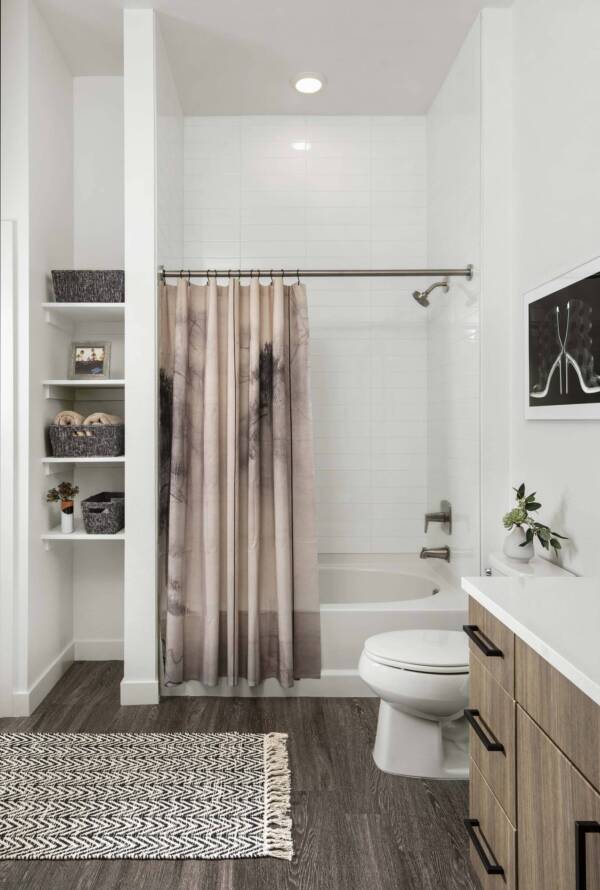 Griffis Cherry Creek North apartment bathroom with soaking tub.