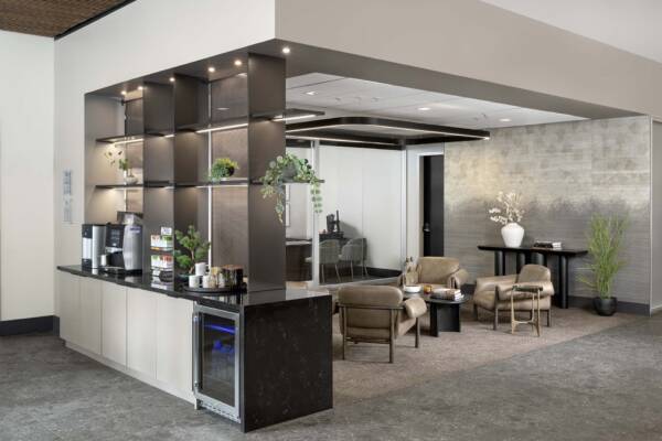 Apartment community coffee and tea bar at Griffis Platform Union Station in Denver, CO